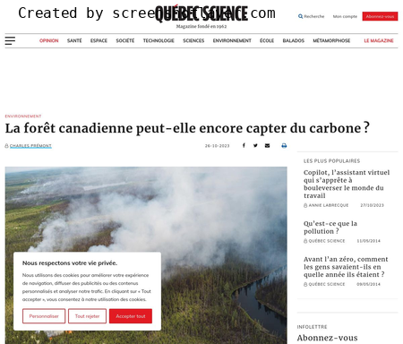 La forêt canadienne peut-elle encore capter du carbone ?