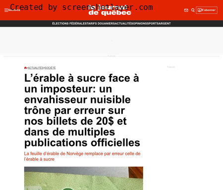 L’érable à sucre face à un imposteur: un envahisseur nuisible trône par erreur sur nos billets de 20$ et dans de multiples publications officielles