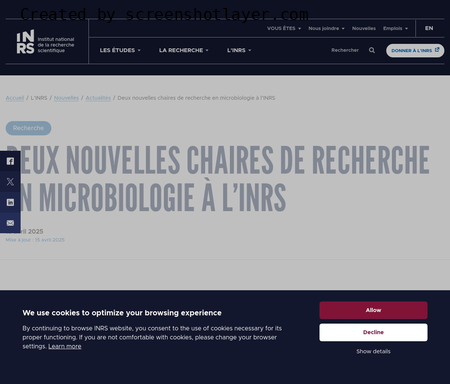 Deux nouvelles chaires de recherche en microbiologie à l'INRS